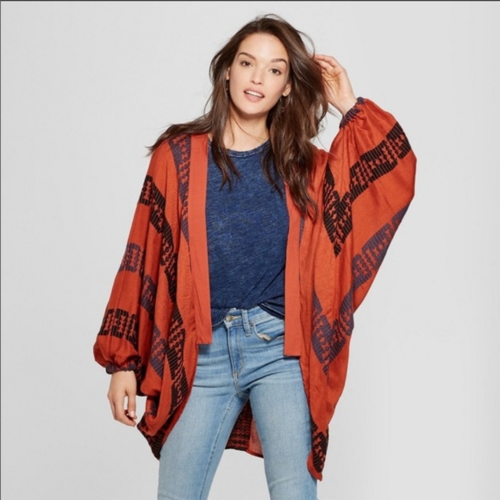Universal Thread Southwestern Print Kimono Burnt Orange One Size Boho